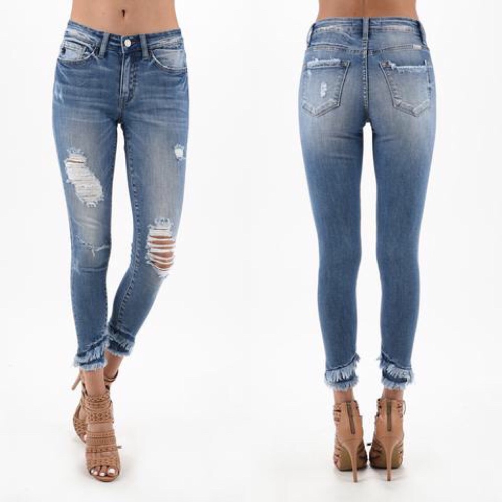 NWT Kan Can Jeans Franky Skinny Frayed Hem